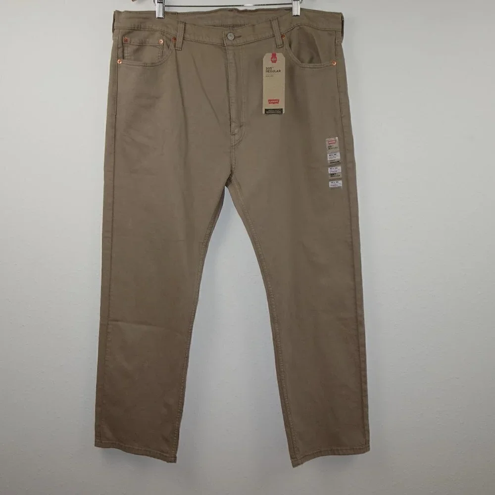 Levi's 505 Straight Leg Jeans Men's 42x30 Brown Denim Stretch